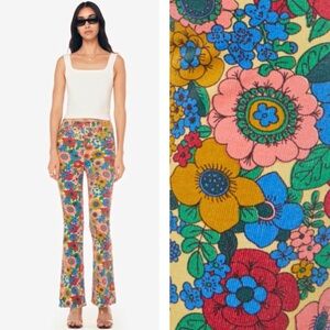 MOTHER High Waisted Weekender Skimp Corduroy In Track And Flower Fields SZ 25